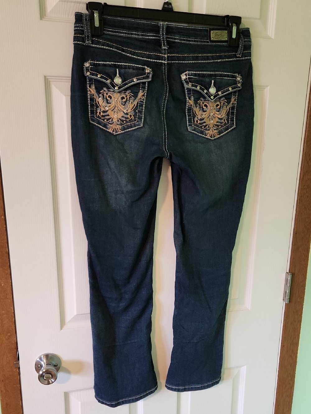 Earl Jeans Dark Blue Boot Cut with Embroidered Back Pockets Size 8P